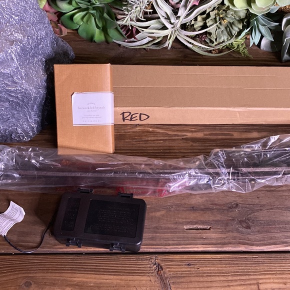 Pottery Barn LED Lit Firework Cascade Branch in Bright Red with Timer - Picture 8 of 17